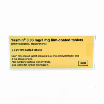 Blister pack of Yasmin contraceptive pills