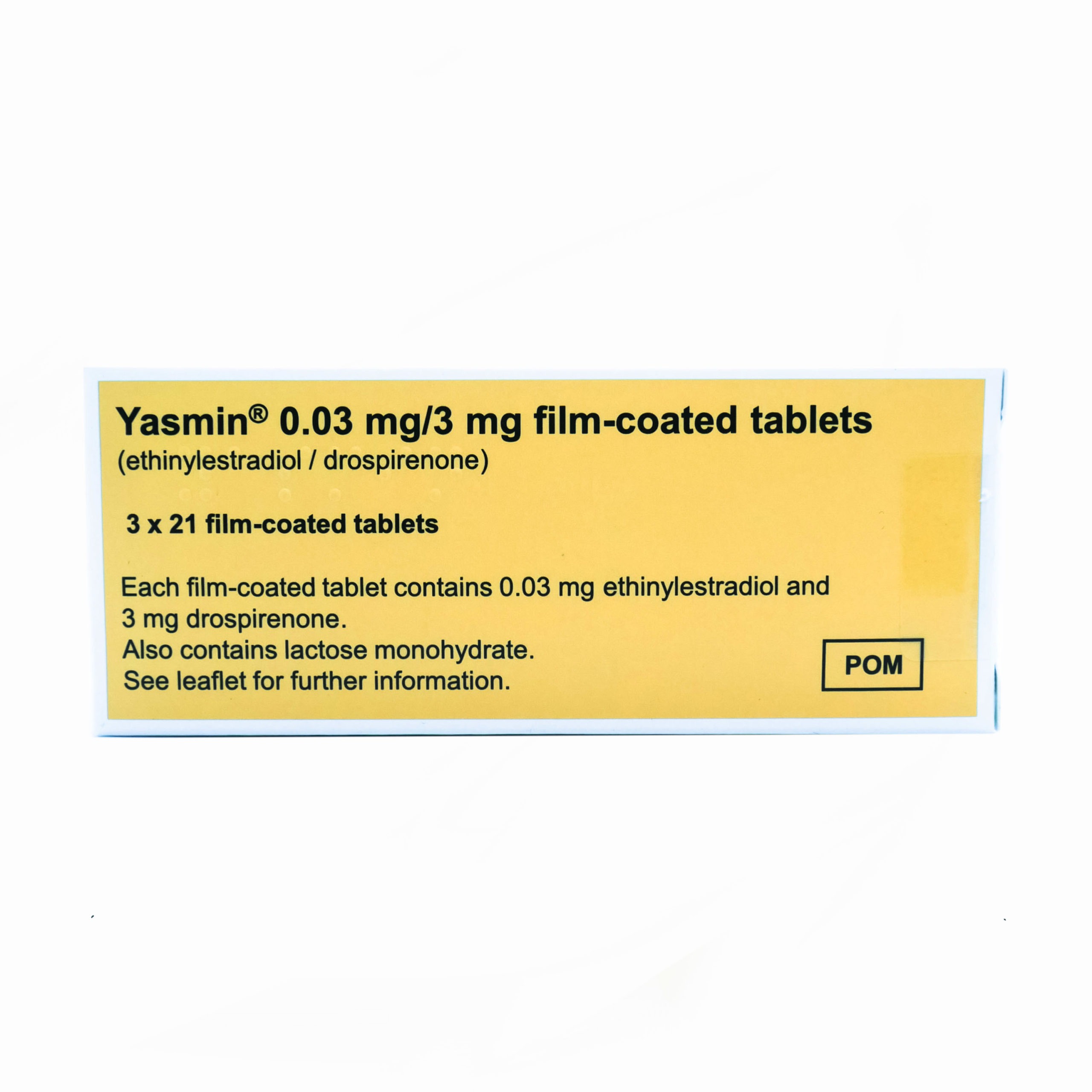 Blister pack of Yasmin contraceptive pills