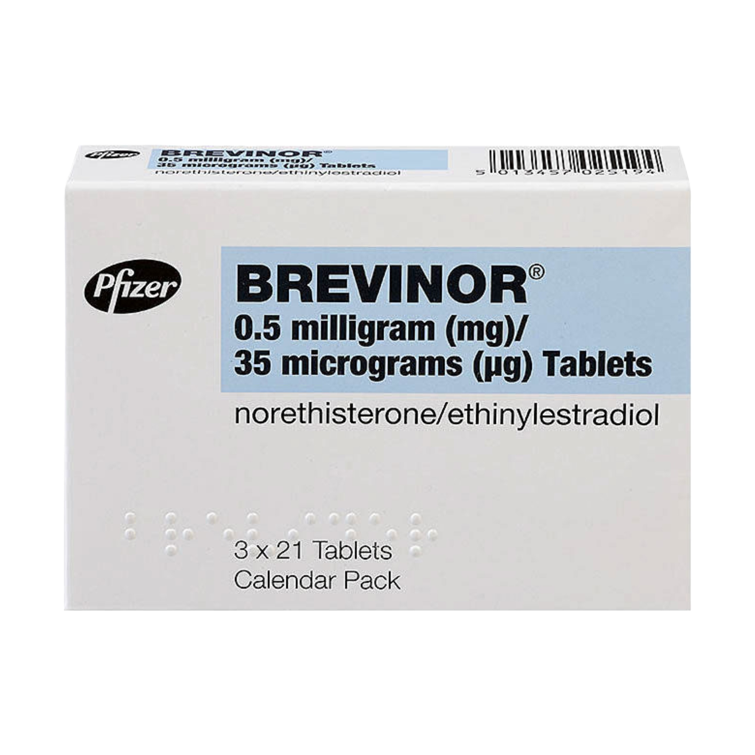 Box of Brevinor Tablets used for birth control