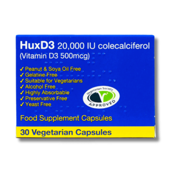 HuxD3 Hux D3 20,000 IU 20 Vegetarian Capsules HIGH STRENGTH VITAMIN D