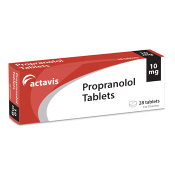 Box of Propranolol tablets for blood pressure and anxiety