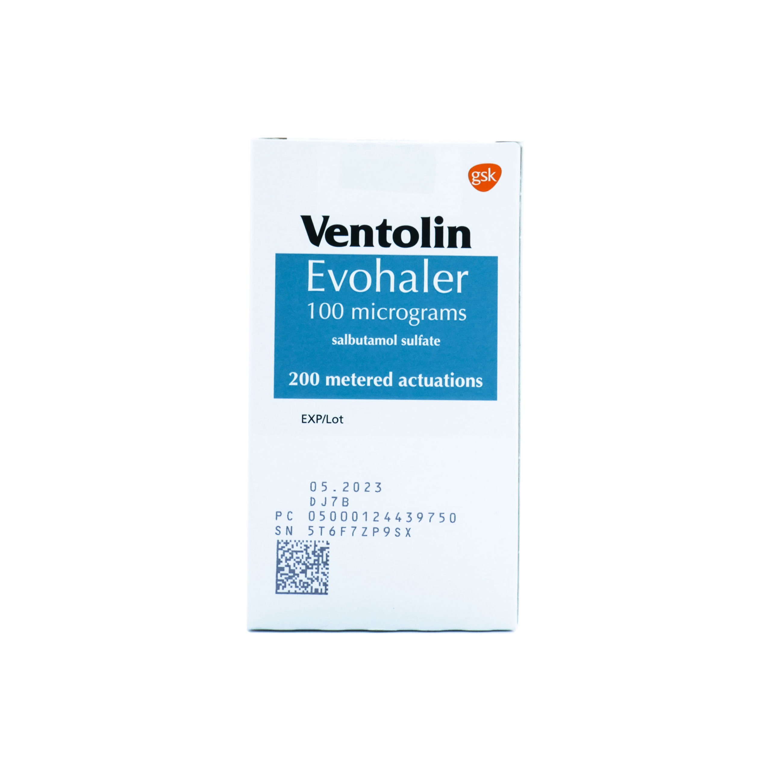 Ventolin Evohaler pressurised metered-dose inhaler packaging
