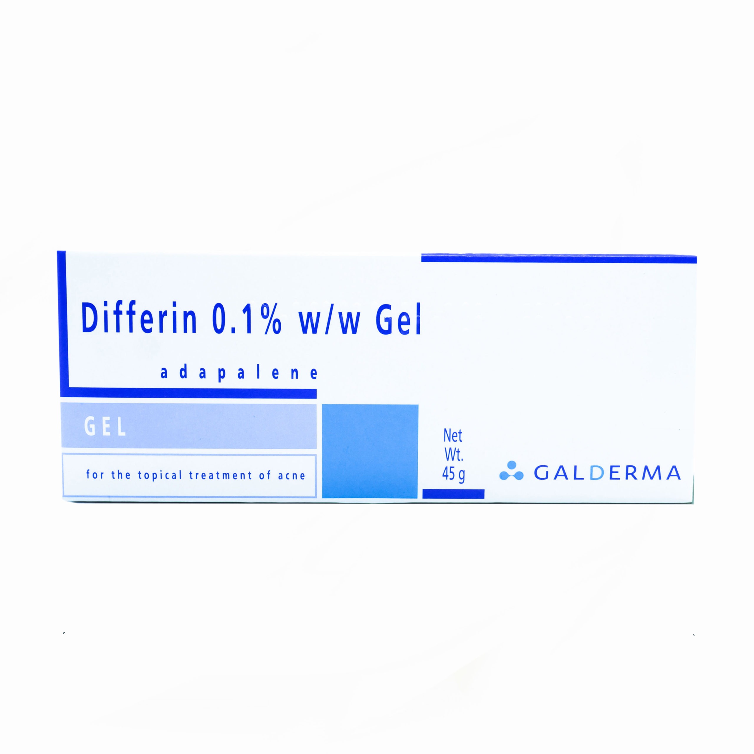 Tube of Differin Gel adapalene 0.1% for acne treatment