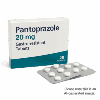 Box of Pantoprazole tablets for acid reflux treatment