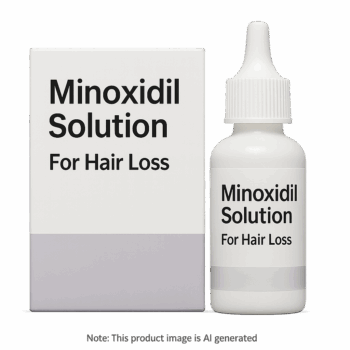 Box of Minoxidil 5% Solution used for treating hair loss
