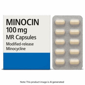 Box of Minocin 100mg MR Capsules used for acne treatment