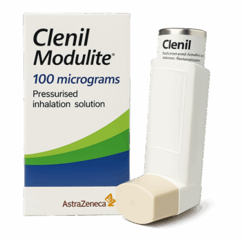 Box of Clenil Modulite Inhaler used for asthma control
