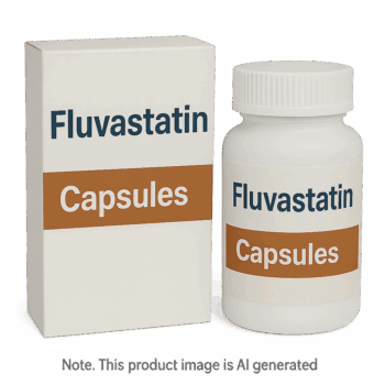 Box of Fluvastatin Tablets for cholesterol management