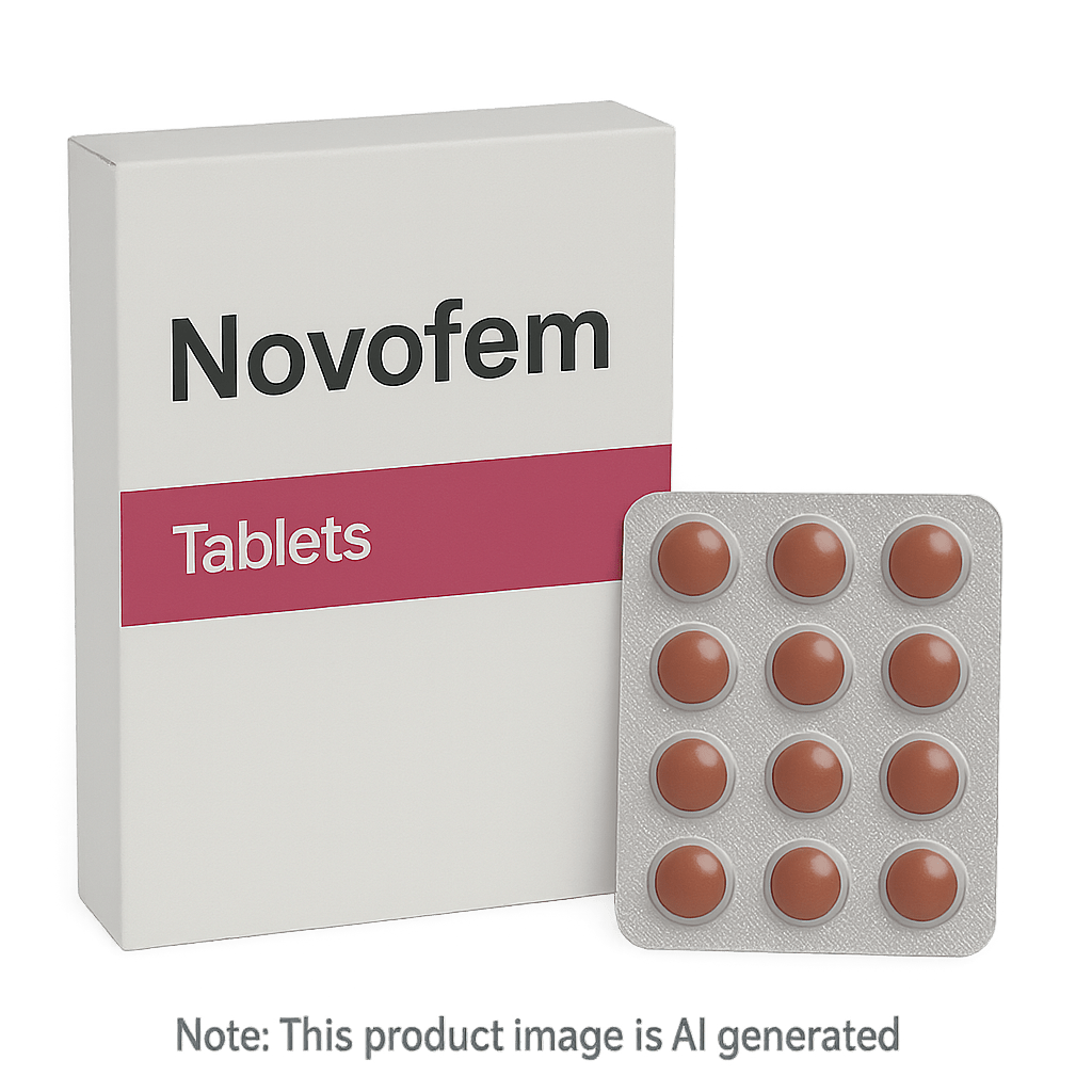Box of Novofem Tablets for menopausal symptom relief