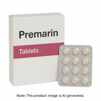 Box of Premarin Tablets for menopausal symptom relief