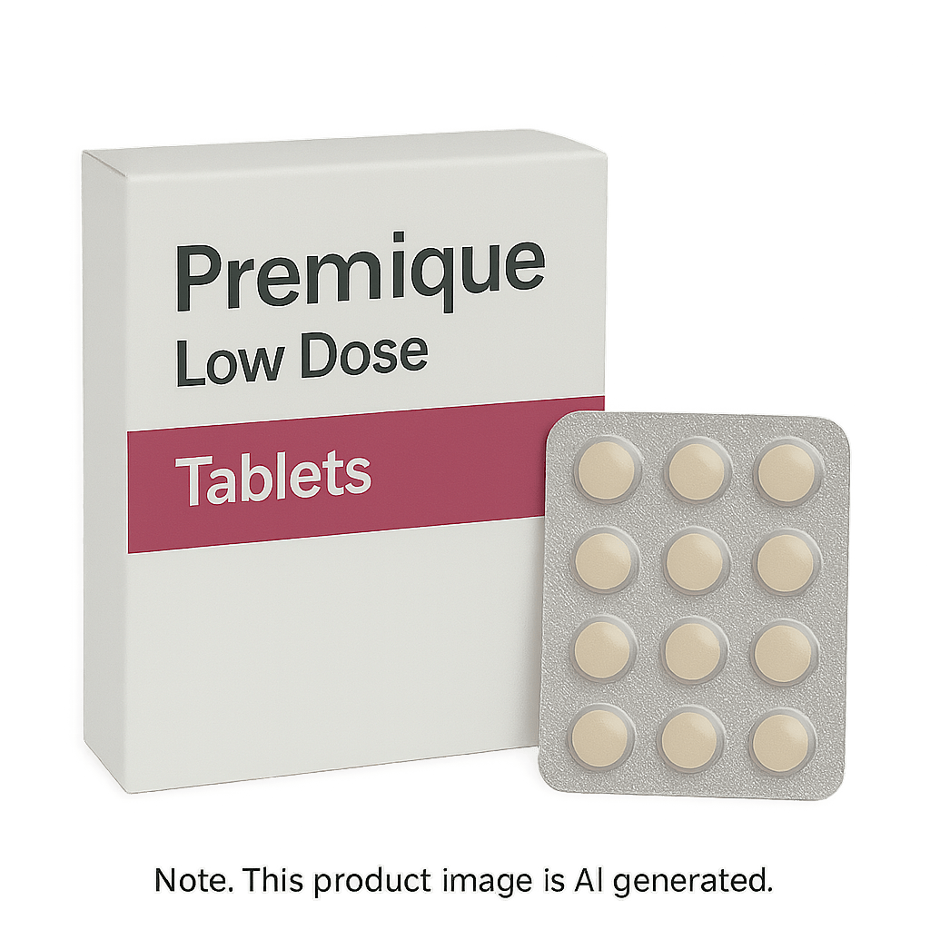 Box of Premique Low Dose Tablets for HRT